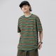 Striped Cotton Retro Short Sleeve Men Top T-shirt