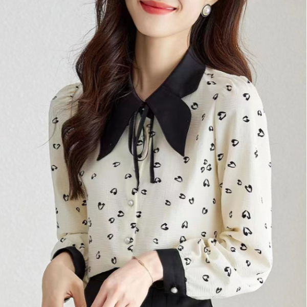 French Style Elegant Retro Heart Floral Shirt