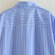 Loose Casual Mid-length Short Front And Long Back Striped Shirt