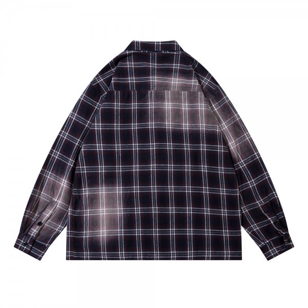 Men's Casual Loose Inkjet Plaid Shirt Coat