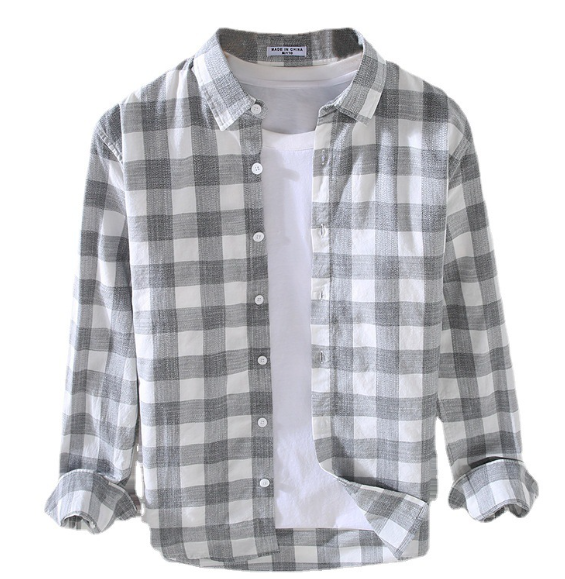 Long Sleeve Casual Loose Square Collar Trendy Men's Shirt